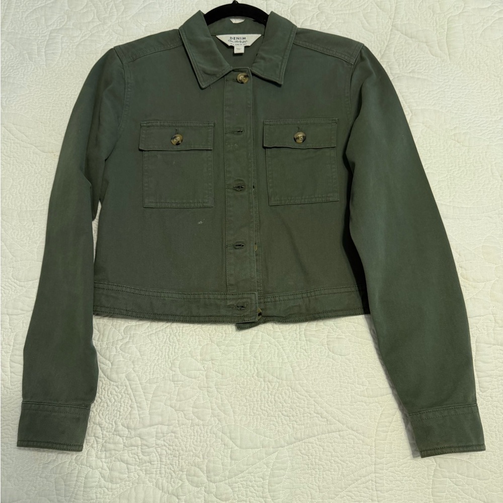 Miss Selfridge Cropped Olive Utility Jacket